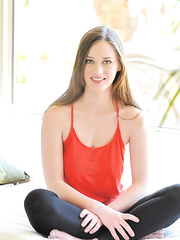 Hawt legal age teenager hotty sluggishly acquires in nature's garb during the time that doing her yoga thing