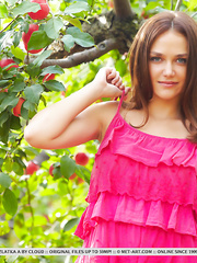 Hawt legal age teenager Zlatka A in hawt costume widening vagina & showing precious butt in orchard