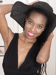 Thin darksome gal Saf shows her small melons and bushy vagina for the 1st time