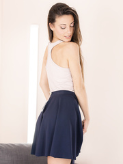 White cutie Lorena G pleasures her suddenly concupiscent love tunnel in the fitting room