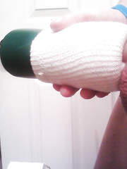 Masturbating with my homemade toy sort of like a Fleshlight