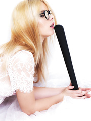 Nerdy golden-haired Samantha Shain smacks her own arse during the time that showing her perverteds side