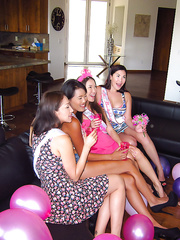 Thai girlfriends engulfing off male strippers at wild bachelorette party