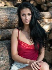 Wild legal age teenager Katya AC drops her shorts outside to widen for cookie closeup