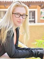 Breathtaking golden-haired legal age teenager enjoys ramming her constricted cunt with toys