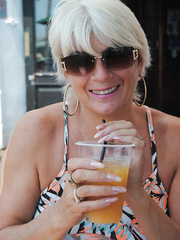 Breasty hawt older Dimonty shows off her great legs & large marangos in public