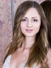 Concupiscent blond Vittoria A flashes nude upskirt & widens a-hole for closeup view