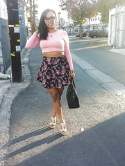 Breasty ebon babe Porsha Carrera showing off her strap pants and nifty gazoo