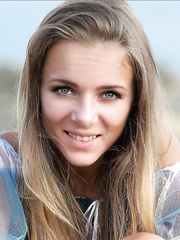 Slim legal age teenager squatting to widen her bare love tunnel & show tity whoppers by the ocean