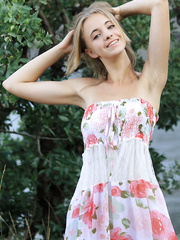 Marvelous juvenile angel Rachel Blau finds a clearing in woods to disrobe stripped