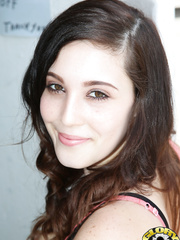 Breasty blameless face legal age teenager Noelle Easton bares all for gloryhole BBC experience