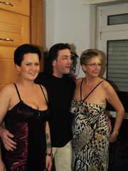 Older German amateurs with natural large zeppelins have a fun kitchen FFM 3some