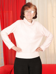 Hardcore granny Marcela undresses bare to receive hirsute muff group-fucked by juvenile