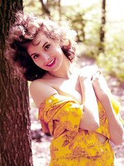 Solo model Clayre Peters strikes one agreeable retro pose after some other