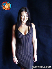 Darksome haired whore Extraordinary Holly sucks the cum from a BBC via a gloryhole