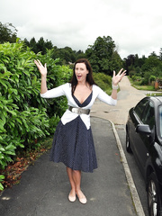 Older pornstar invites a fan inside to have a fun his frilly panty dream