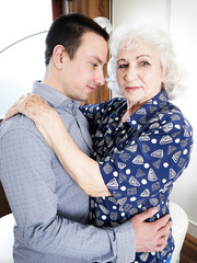 Lascivious oma receives in nature's garb and drilled by her way younger paramour guy