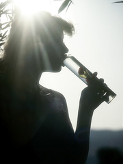 Golden-Haired honey from circa 1970 vibrator her hirsute wet crack out back on patio