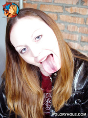 Floozy Julieann gives BBC oral stimulation combined with cook jerking in the bawdy WC