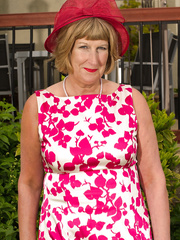 Sexually Excited older British woman in nylons masturbating in the garden