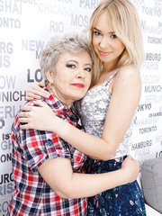 Nasty granny seduces a youthful hotty for her 1st lesbo experience