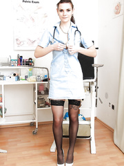 Hottie in uniform Anna receives full frontal exposure and is pleased about it