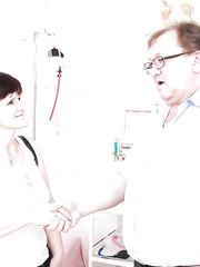 Fatty older dark brown with giant scoops receives examed by a wicked gyno