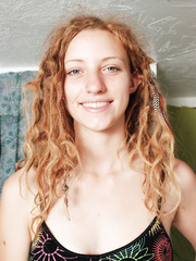 Cute redhead Valcorie shows closeup nipps & undresses to disclose fuzzy fur pie