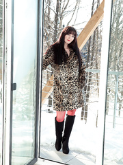 Breasty mother I'd like to fuck Vanessa Y in boots and body stocking baring her stuff in the snow