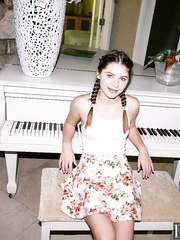 Cute legal age teenager cutie Alice March acquires group-fucked with her hair in braided pigtails