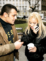 Golden-Haired whore receives double drilled whilst having sex with three studs at one time