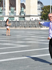 Black haired legal age teenager gal earns some simple specie by fucking an old dude