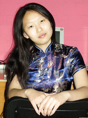 Juvenile Oriental gf positions with and out of clothing on at her lad's request