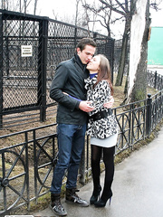 Non-Professional pair kisses during a wildlife voyage in advance of consuming alcohol