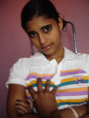 Indian solo beauty caresses her big milk shakes after stripping to her pants