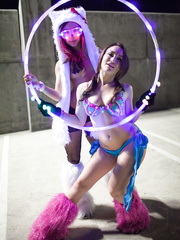 Legal Age Teenager lesbos Gabriella Paltrova & Remy Lacroix kiss in underware and mukluks