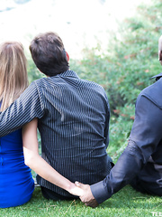 Lustful wife Tanner Mayes giving a kiss & engulfing BBC in interracial reality cuckold