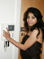 Indian woman sets her milk sacks free of watch thru raiment during solo act