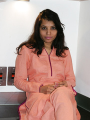 Indian solo hotty peels off salwar costume and underware to receive nude in kitchen