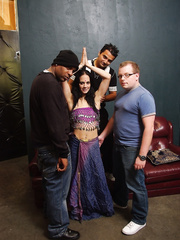 Black haired Indian honey Vanita Sakala acquires group-fucked on a daybed