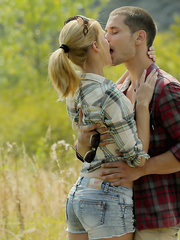 Pleasant golden-haired Izzy shed her shorts to acquire her beaver finger screwed and licked