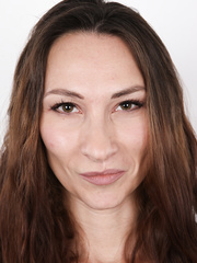 Brunette Hair non-professional Marcela holds her face firm whilst stripping exposed