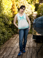 Midst-mature lady in blue jeans heads indoors in advance of uncovering her large mangos