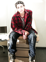 Naughty sweetheart Raven Rockette in  & socks widening to show curly wet crack