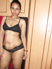Indian solo model is all tease in just her darksome brassiere and matching underclothes