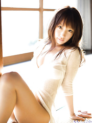 Arousing oriental legal age teenager Hina Kurumi uncovering her petite curves