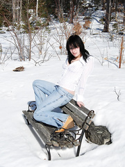 Horny non-professional hottie Emily Love acquires all juicy and wicked on a cold winter day