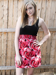 Blond legal age teenager Mandy Roe bares her miniature mounds whilst stripping to a belt