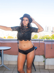 Hawt corpulent Lena Moore receives undressed on the balcony baring her big floppy mambos