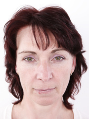 Aged housewife Miroslava removes raiment to disclose saggy wobblers & unshaved slit